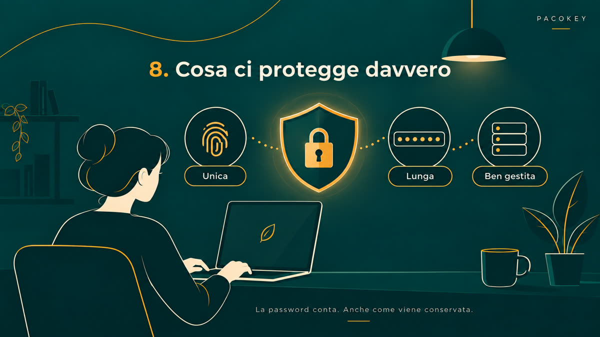 Quattro elementi che insieme proteggono davvero un accesso: unicità, lunghezza e un sistema ben gestito