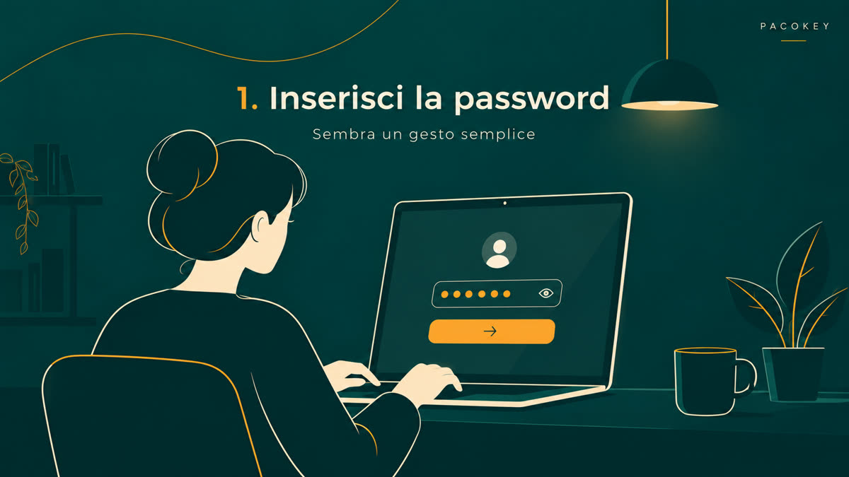 Una persona inserisce la propria password nel form di accesso di un laptop